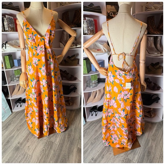 Free People finer things printed midi dress in sunshine combo - XL nwt - Picture 2 of 5